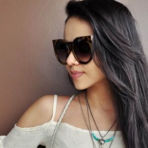 Round Cat Eye Oversized Sunglasses Brown Women